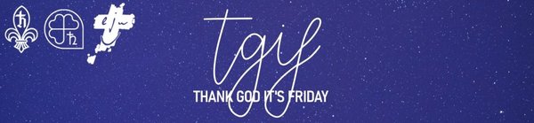 Das Logo von Thank God it's Friday steht mittig vor einem Nachthimmel.